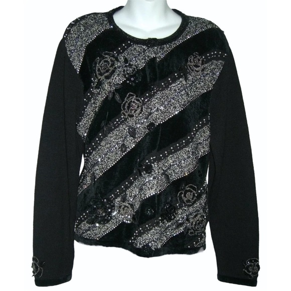 Vintage 80's Berek Sweater Cardigan Sequin Rhinestone Beaded Pearl Embroidered - Picture 12 of 12